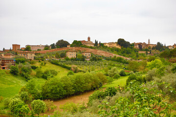 Fototapeta na wymiar Italy Tuscany landscape on a cloudy spring day