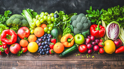 Colorful Assortment of Fresh Fruits and Vegetables.