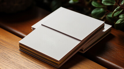 Fototapeta premium Business card mockup image with blank white card in dark background 