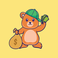 money bag  bear logo, vector illustration logo character 