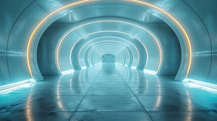 Futuristic spaceship hallway. Generative AI