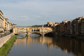 Fototapeta na wymiar Italy Florence Ponte Vecchio bridge on a cloudy day