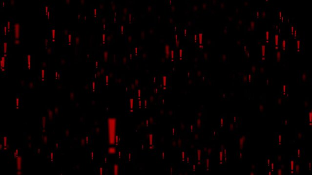 Flaying exclamation mark. Flaying animated video of an exclamation mark on black background.