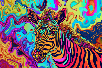 A psychedelic Zebra. Generative AI
