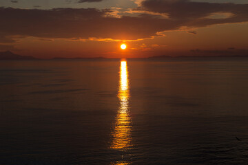 Naklejka premium Italy Amalfi coast at the end of a sunny autumn day