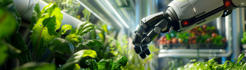 Robotic urban farming systems showcasing efficient food production - obrazy, fototapety, plakaty