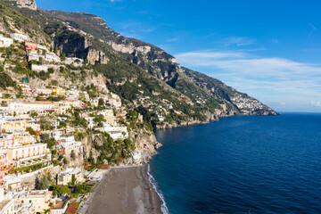 Fototapeta premium Italy Amalfi view of the city of Positano on a sunny autumn day