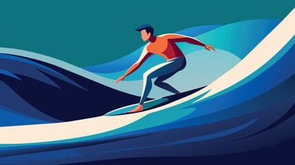 Man Riding Wave on Surfboard