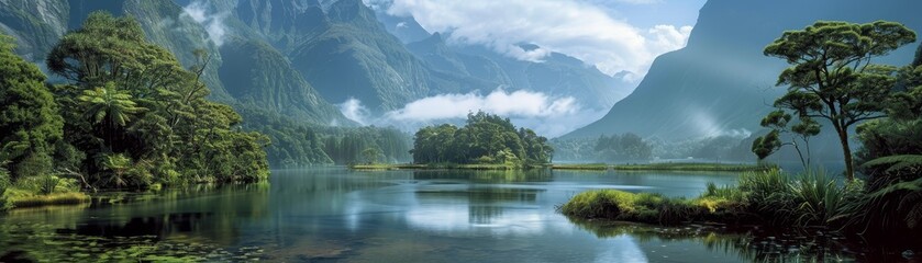 Fototapeta premium Maori Korowai, New Zealand's peaks, cultural legacy, majestic
