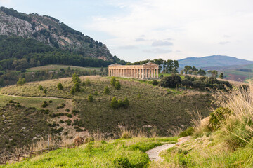 Italy Sicily Segesta city ruins on a cloudy autumn day