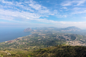 Italy Sicily Erice city view on a cloudy autumn day