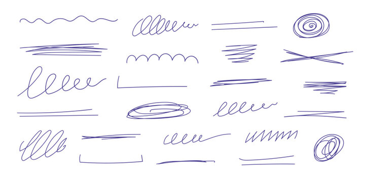 Pen drawn line vector. Hand drawn doodle marker stroke of graffiti texture grunge style.