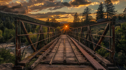 Obraz premium Crossing bridges symbolizes the journey of ideas and the exploration inherent in travel, linking concepts to real-world adventures..