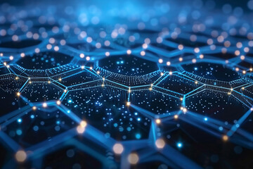 Abstract blue hexagonal network pattern with glowing connections
