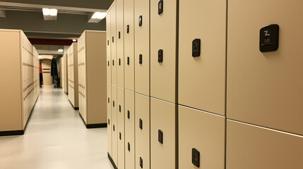 Beige locker room lockers