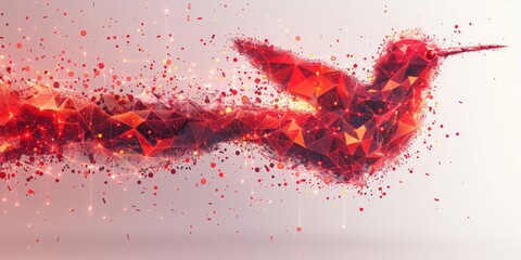  A Vibrantly Colored Hummingbird in Flight, Merging with the Cosmic Splendor of a Starry Nebula, Generative AI