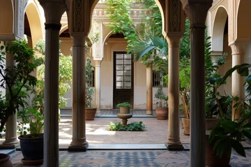 Foto op Canvas a courtyard with columns and plants © Aliaksandr Siamko