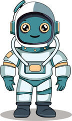 Astronaut cartoon character standing on a white background