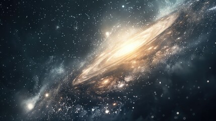 Obraz premium View of spiral galaxy, stars, space exploration, cosmic background