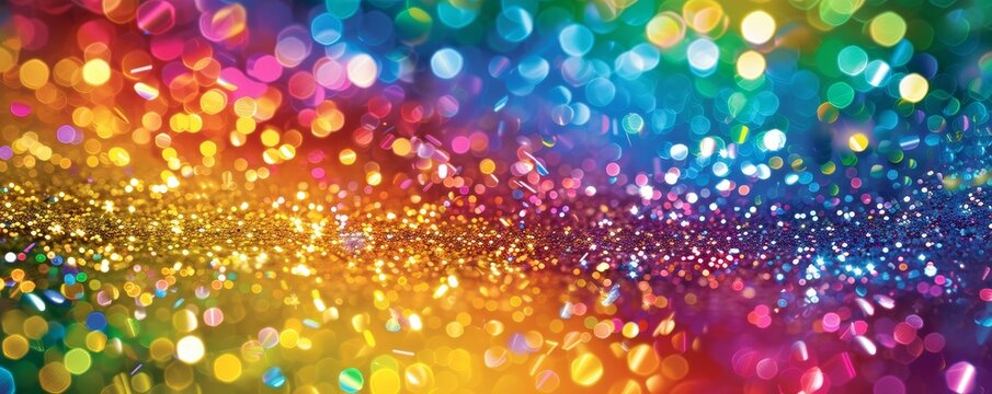 Burst of sparkling rainbow glitter, abstract background