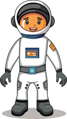 Astronaut cartoon character standing on a white background