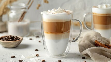 A Cup of Coffee With Whipped Cream and Coffee Beans