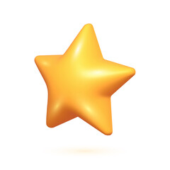 3D yellow star. One Realistic 3D yellow star isolated on white background.