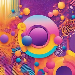 abstract background with circles _A colorful abstract background with a summer vibe. The background has a gradient of bright  