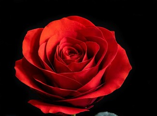 Red paper rose isolated on dark background