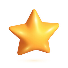 3D yellow star. One Realistic 3D yellow star isolated on white background.