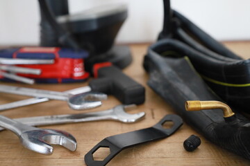Fototapeta premium bicycle fixing tools and equipment