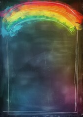 a rainbow painted on blackboard