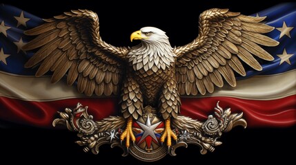 An emblematic representation of patriotism featuring the American flag and a noble eagle.