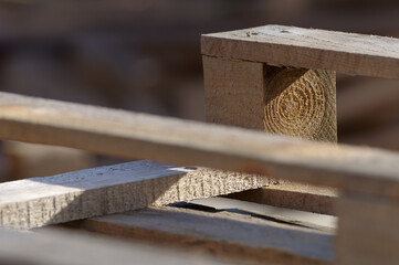 Wooden industrial pallet close up.