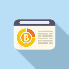 Online bitcoin page icon flat vector. Money data. Finance gain decline - obrazy, fototapety, plakaty