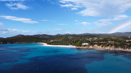 Beautiful aerial drone view of Sardinian coast out of season.