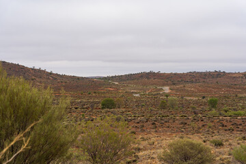 Rugged outback scenery surrounding the Living Desert State park in NSW, Australia