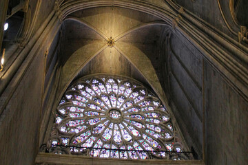 The magnificent interior of the Notre-Dame cathedral one of the most famous buildings in the...