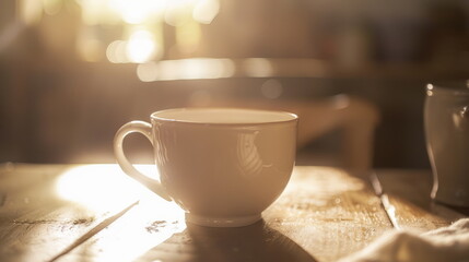 Sunlit Organic Milk - A serene glass of farm-fresh milk in a sunny setting. - obrazy, fototapety, plakaty