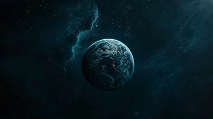 Planet Earth in the dark light of space