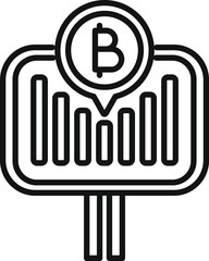 Bitcoin graph billboard icon outline vector. Pay finance. Digital data price