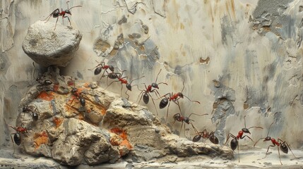 Inspirational image capturing a team of ants working together