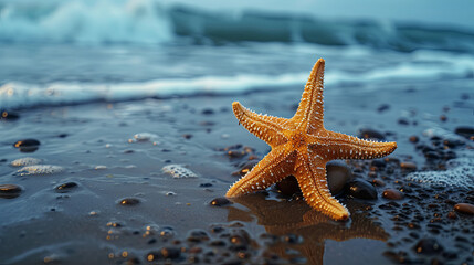 Cute starfish on the ocean shore
