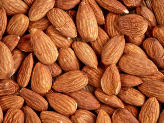 Almonds healthy tree nuts. Super foods - high in protein, fiber, healthy fat, vitamin E and minerals.	