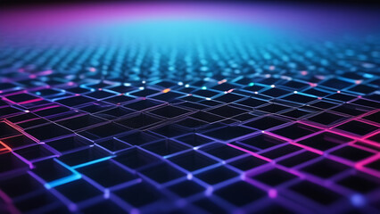 Abstract digital technology background, grid mesh neon texture