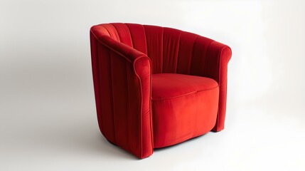 Elegant red armchair in a minimalist style studio setting. perfect for modern home interior design. comfortable seating furniture. AI