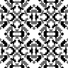 Seamless pattern. Ancient backdrop. Ethnic background. Tribal wallpaper. Tribe motif. Figures, squares, polygons. Simple shapes ornament. Digital paper, web design, textile print, abstract. Vector.