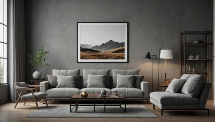  beautiful interior design furniture with mockup poster artwork with border frame interior house template for your design clean minimalist style decoration home interior background ideas