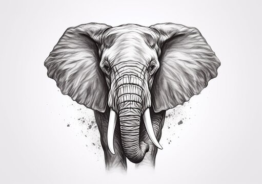 black and gray elephant front view illustration