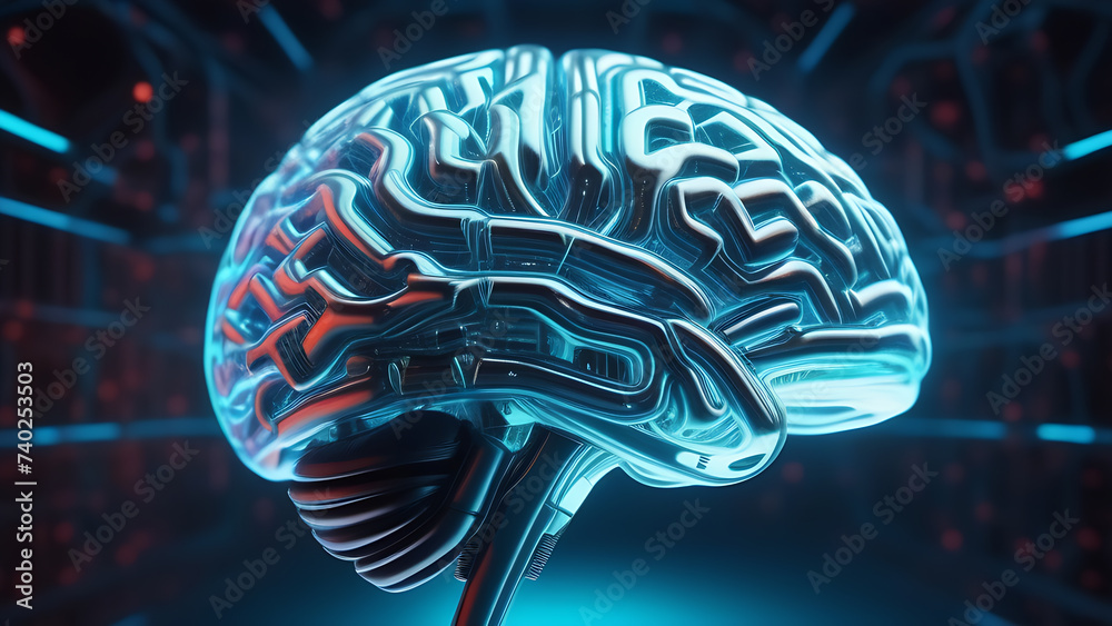 Poster digital virtual brain, ai, artificial intelligence and technology concept